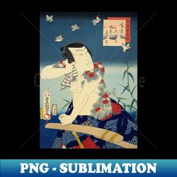 Tattooed Samurai On The Boat - Old Japanese ukiyo-e Woodblock Print - Premium Sublimation Digital Download - Vibrant and Eye-Catching Typography