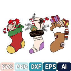 Christmas Socks Svg, Christmas Stockings Cut File, Christmas Svg File, For Cricut, Silhouette