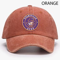 Evansville Purple Aces NCAA Embroidered Distressed Hat, NCAA Evansville Purple Aces Logo Embroidered Hat, Baseball Cap