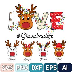 Personalized Love Grandma Christmas Svg, Christmas Svg Design, Grandma Reindeer Christmas Svg, Nana Mimi Gigi Christmas