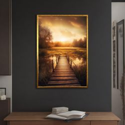 Lake in the Woods Art Print, Lake Canvas, Autumn Art, Sunset Canvas, Landscape Wall Decor, Nature Wall Art Wall Art for