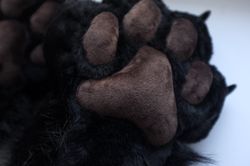 Black Fursuit Feet Paws, Furry Feet Paws with Claws, Black Brown Fursuit Paw Socks