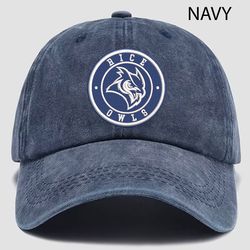Rice Owls NCAA Embroidered Distressed Hat, NCAA Rice Owls Logo Embroidered Hat, Baseball Cap