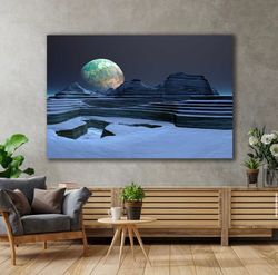 planet landscape, space landscape canvas painting, camel art canvas painting, planet canvas painting, planets canvas pai