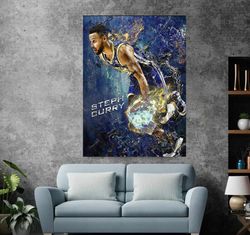 Stephen Curry Canvas Modern Wall Decor  Stephen Curry Champion Art  Stephen Curry Basketball Player Canvas