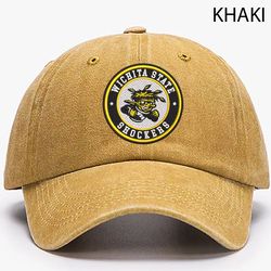 Wichita State Shockers NCAA Embroidered Distressed Hat, NCAA Wichita State Shockers Logo Embroidered Hat, Baseball Cap