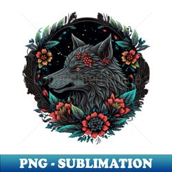 Flower Wolf - Aesthetic Sublimation Digital File - Bold & Eye-catching