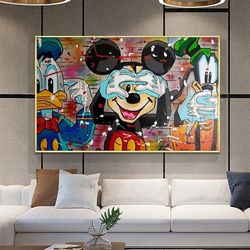 Disney Mickey Mouse Donald Duck Posters Catoon Canvas Painting Prints Wall Graffiti Pop Art Picture For Kids Room Decora