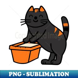 cute and smiley black cat sitting in its cat litter box - high-resolution png sublimation file - capture imagination with every detail