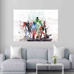 Marvel Painting, Marvel Avengers Poster, Super Hero Wall Art, Movie Canvas, Captain America Art, Marvel Canvas, Thor Pos