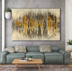 Soft Tones And Gold Print, Abstract Printed, Modern Poster, Gray And Gold Poster, Contemporary Artwork, Soft Tones Canva