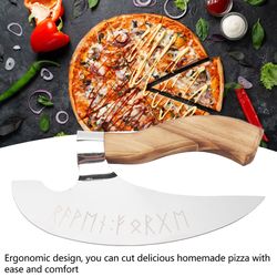 Viking Pizza Axe Handmade Stainless Steel Medieval Pizza Cutter With Pine NEW