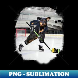 Rottweiler Dog Playing Ice Hockey - Unique Sublimation PNG Download - Create with Confidence