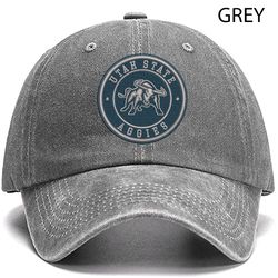 Utah State Aggies NCAA Embroidered Distressed Hat, NCAA Utah State Aggies Logo Embroidered Hat, Baseball Cap