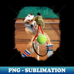 Shiba Inu Dog Playing Tennis - PNG Sublimation Digital Download - Perfect for Creative Projects