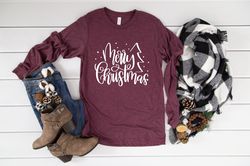 Merry Christmas Shirt, Christmas Shirt, Christmas Tree, Womens Christmas Shirt, Ladies Christmas Tee, Religious Christma