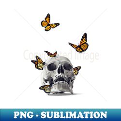 Skull with Monarch Butterflies - Digital Sublimation Download File - Perfect for Sublimation Mastery