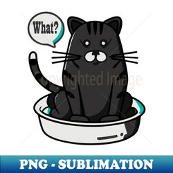 cute and smiley black cat sitting in its cat litter box - creative sublimation png download - boost your success with this inspirational png download