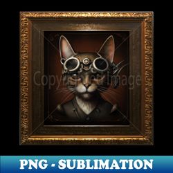 Steampunk Cat Self Portrait - Premium PNG Sublimation File - Create with Confidence