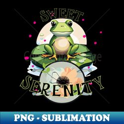 Frog on a Lily Pad Sweet Serenity - PNG Transparent Sublimation Design - Perfect for Sublimation Art