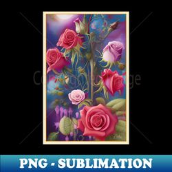 Beautiful painting of flower garden pink and red roses - Artistic Sublimation Digital File - Create with Confidence