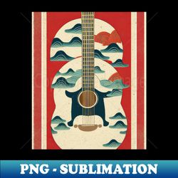 Acoustic Guitar Japanese Style Abstract Artwork - High-Quality PNG Sublimation Download - Perfect for Sublimation Mastery