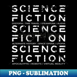 Science Fiction Typography Popular Genres - Decorative Sublimation PNG File - Perfect for Creative Projects