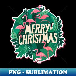 cute flamingo wearing a christmas hat and surrounded by christmas things - Decorative Sublimation PNG File - Fashionable and Fearless