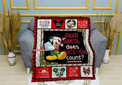 christmas dear santa, mickey and friends blanket, mickey minnie blanket, mink sherpa, baby blanket, disney xmas blanket,