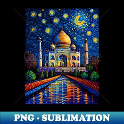 Taj Mahal in Starry Night - Decorative Sublimation PNG File - Add a Festive Touch to Every Day