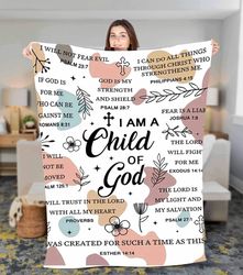 i am a child of god fleece sherpa blanket christian blanket, religious blanket, birthday gift, christmas gift, god blank