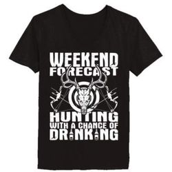 AGR Weekend Forecast Hunting With A Chance Of Drinking Bow &8211 Ladies&8217 V-Neck T-Shirt