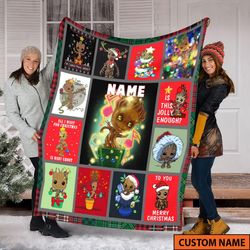personalized i am groot blanket, guardians of the galaxy, baby groot blanket, blanket gift, christmas blanket gift, chri