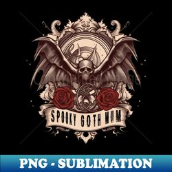 Spooky Goth mum Dark skull with wings and roses - Vintage Sublimation PNG Download - Unleash Your Inner Rebellion