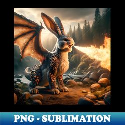 fire breathing bunny dragon 14 - Decorative Sublimation PNG File - Enhance Your Apparel with Stunning Detail