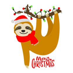 Sloth Merry christmas Svg, Sloth Christmas Svg, Christmas lights Svg, Sloth Santa Svg, Holidays Svg, Digital Download