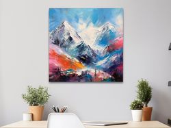 Colorful abstract mountain oil painting ,Canvas wrapped on pine frame