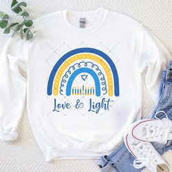 Love and Light Hanukkah Sweatshirt, Menorah Shirt, Christmas Holiday Shirt,Happy Hanukkah Sweatshirt, Chanukah Shirt, Fe