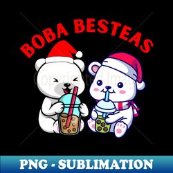 Christmas Boba bear cute bear loves Boba tea - PNG Transparent Sublimation Design - Instantly Transform Your Sublimation Projects