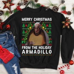 Merry Christmas From The Holiday Armadillo Ugly Christmas Sweatshirt, Funny Hanukkah Armadillo Friends Christmas Shirt