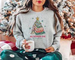 Christmas Book Tree Sweatshirt and Hoodie, Christmas Gift For Teacher,Christmas Sweatshirt,Book Lovers Christmas Gift, S