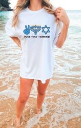 Peace Love Hanukkah, Jewish Lovers Hanukkah Shirt, Israel Jewish Group Hanukkah Holiday Shirt, Happy Hanukkah, Comfort C