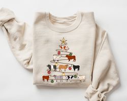 Christmas Sweatshirt, Cute Cow Christmas Sweatshirt,Christmas Gift, Cow Lover Shirt, Christmas Cow Shirt, Animals Farm S