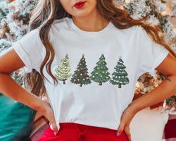 Ladies Merry Christmas Shirt,Women Christmas Shirt,Cute Christmas Shirt,Women Holiday Shirt,Pink Print Christmas Tree Sh