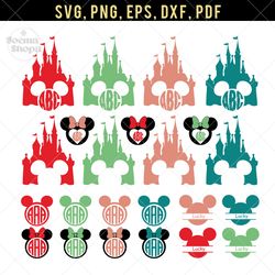 Castle Monogram SVG, Mickey Castle SVG Clipart, Compatible with Cricut and Cutting Machine