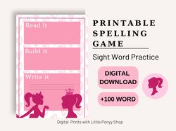 Barbie-Themed Printable Sight Word Worksheets Kindergarten-1st Grade Reading & Spelling Fun | Learn To Read with Barbie'