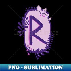 Raido Rune Flowery Design - PNG Transparent Digital Download File for Sublimation - Instantly Transform Your Sublimation Projects