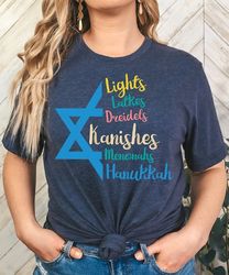 Star of David T-Shirt - Happy Hanukkah T-Shirt, Hanukkah T-Shirt, Latkes Tee, Menorah T-Shirt, Love and lights Tee, Hanu