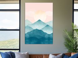 Soft pastel mountain landscape painting  ,Canvas wrapped on pine frame