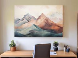 Subtle pastel painting of mountain ranges ,Canvas wrapped on pine frame